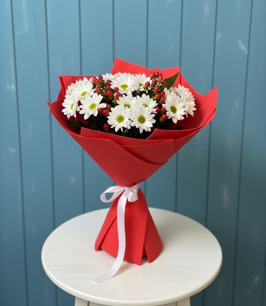 Букет ягоды на снегу в Батырево Букет цветов из: Хризантемы в Батырево