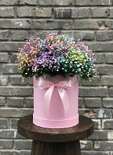 Цветочная композиция из Гипсофила и Розы в шляпной коробке #REPLACE_PRED# Батырево