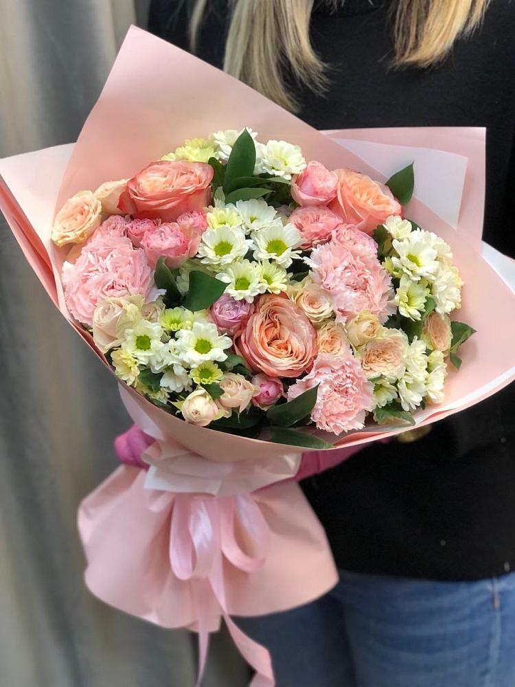 Букет цветов из: Гвоздики, Розы и Хризантемы в Батырево