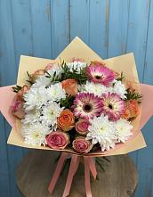 Букет цветов из:  Розы, Герберы и Хризантемы в Батырево