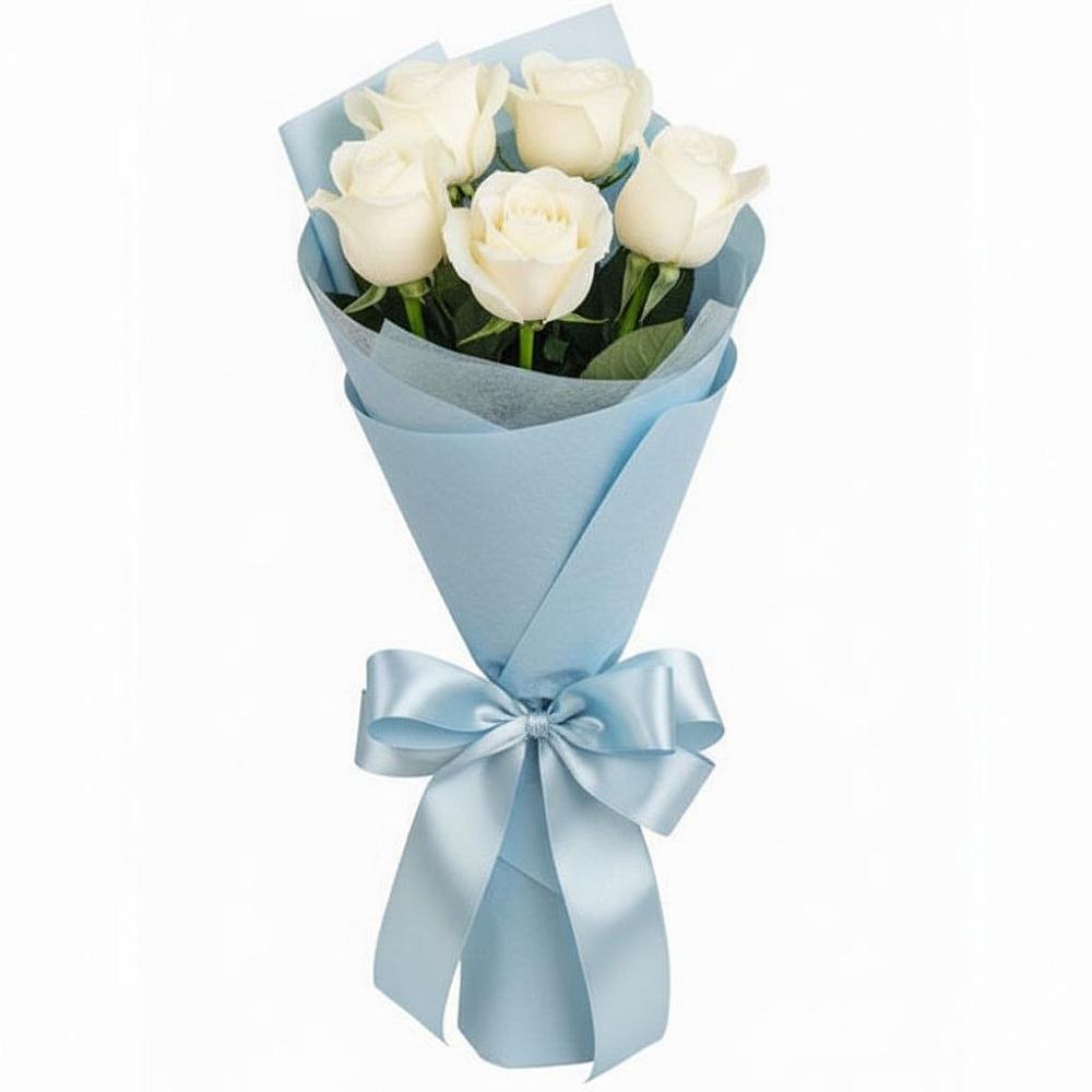5 Белых роз Проуд в Батырево Букет 5 Белых роз Проуд в Батырево