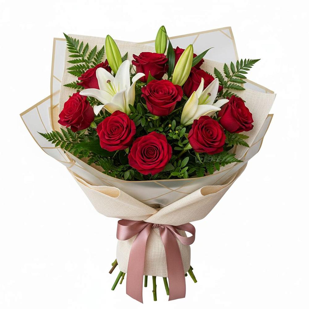 Букет высокая поэзия в Батырево Букет цветов из: Лилии и Розы в Батырево