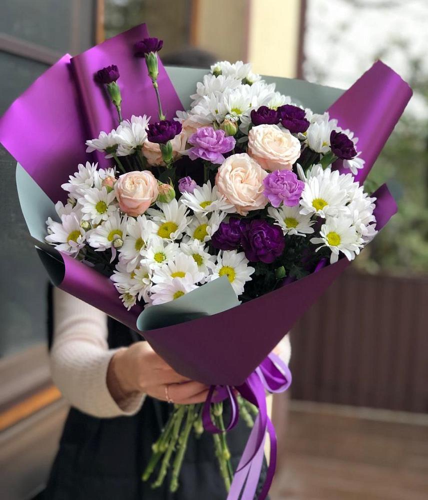 Букет цветов из: Хризантемы, Гвоздики и Розы в Батырево