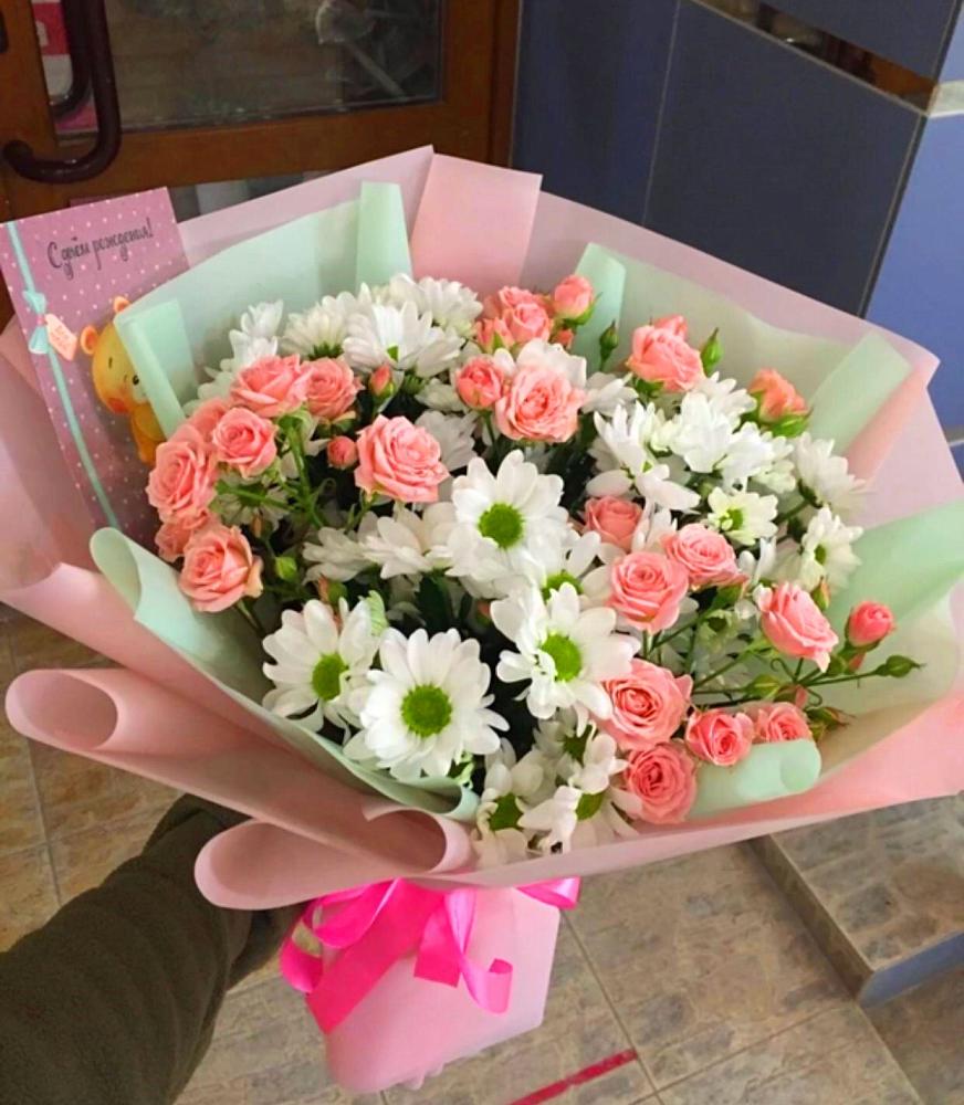 Букет цветов из: Розы и Хризантемы в Батырево