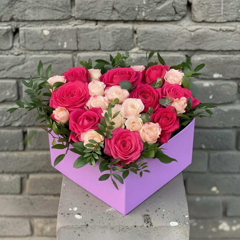 Композиция моя любовь в Батырево Цветочная композиция из Розы в коробке в Батырево