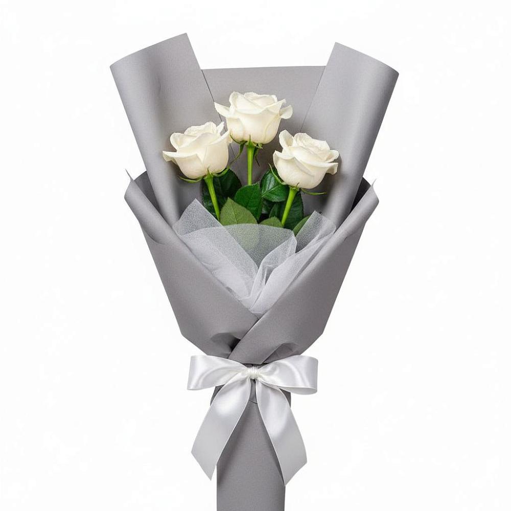 Букет 3 белые розы в Батырево
