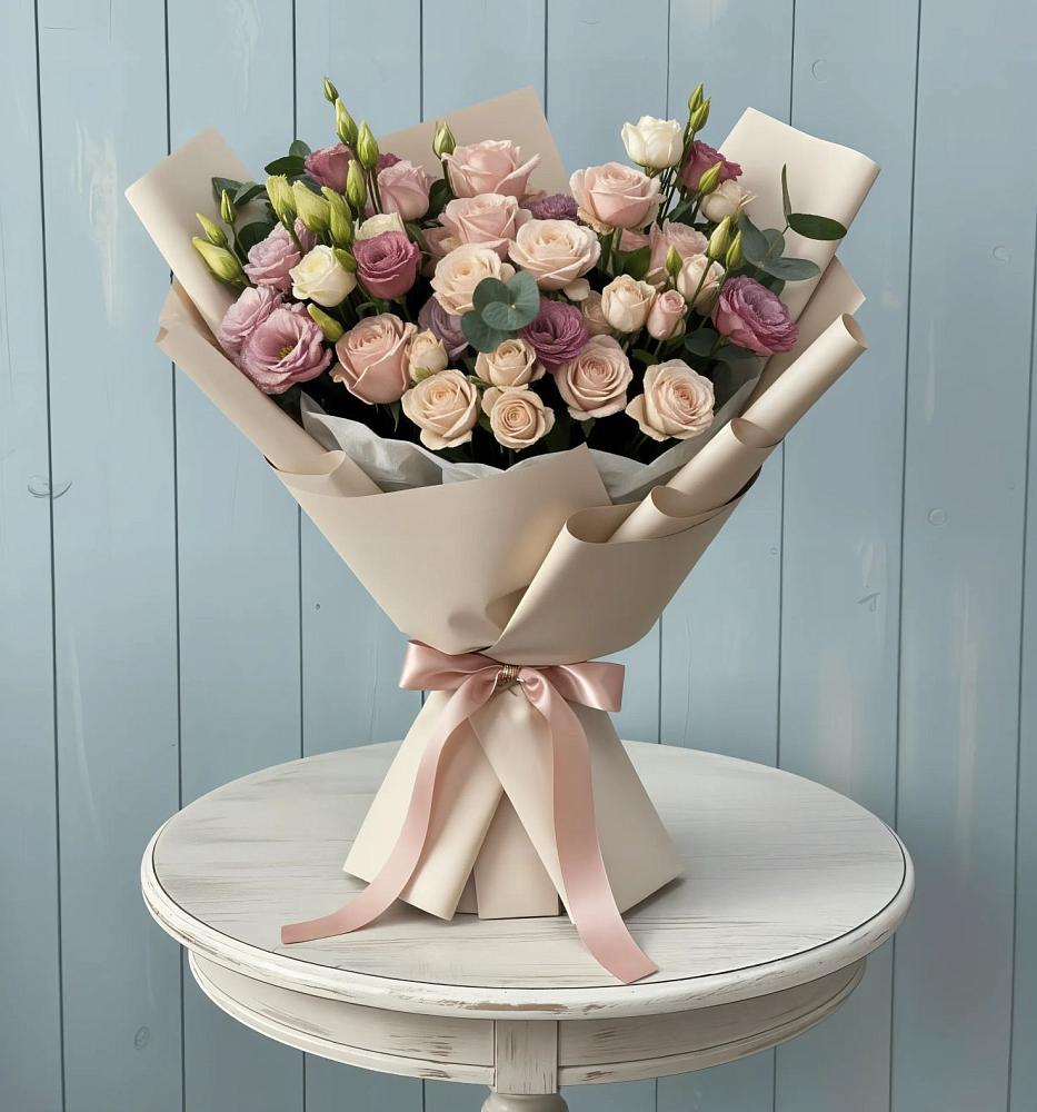 Букет цветов из: Розы и Лизиантусы в Батырево