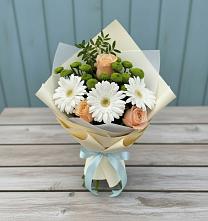 Букет цветов из:  Герберы, Розы и Хризантемы в Батырево
