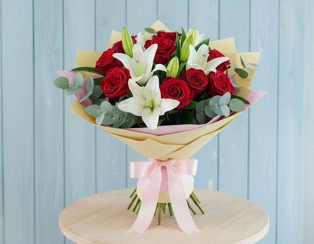 Букет цветов из: Лилии и Розы в Батырево